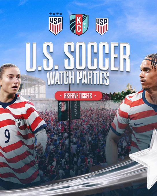 Current Landing U.S. Soccer Watch Parties starting tomorrow, June 6 at 1:30PM (USMNT) and 4:30 (USWNT)