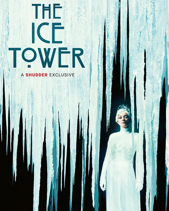 A chilling movie poster for 'The Ice Tower,' featuring a woman in an icy setting. The gothic, cold aesthetic suggests an intriguing horror experience.