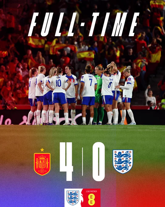Full-time: Spain 4-0 England