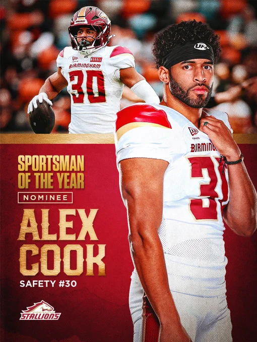 Creative poster featuring Alex Cook, nominated for Sportsman of the Year. Displays dynamic imagery and bold text.
