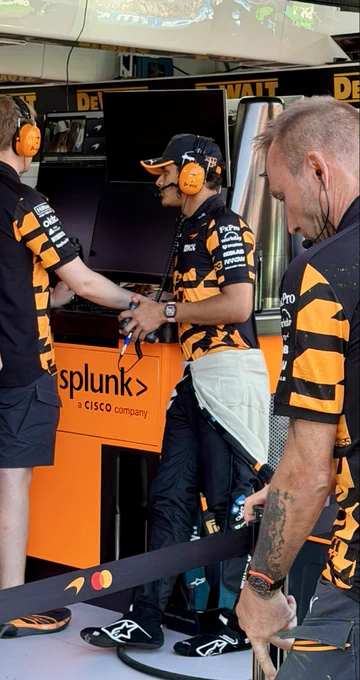 McLaren F1 driver Lando Norris in the garage