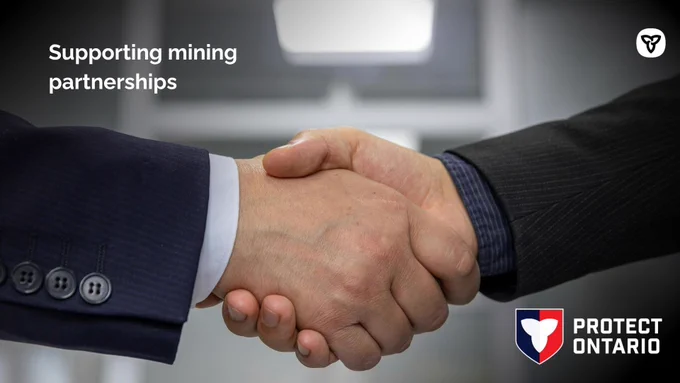 Shareable copy: Supporting mining partnerships 

Alt text: Two people shaking hands. 