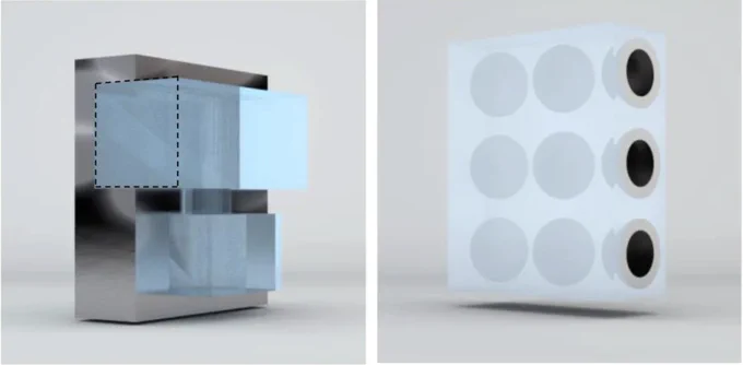 Researchers used numerical simulations and experiments to test a new rule for sound waves. The simulations involved acoustic waves propagating through water and scattering from two different resonators—a Helmholtz resonator (left) and a lead-core resonator of periodic construction (right).