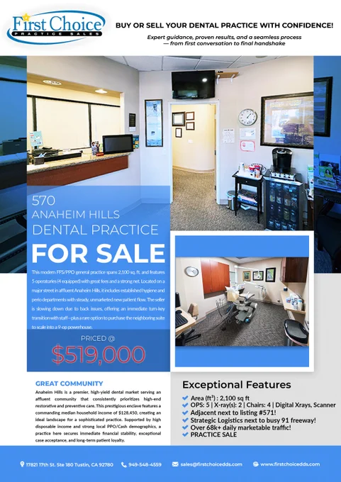 570 Anaheim Hills - Orange County Dental Practice for Sale