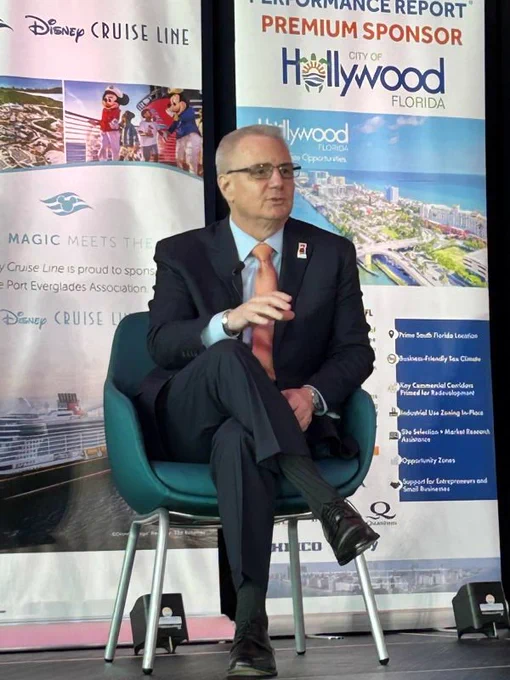 Fort Lauderdale-Hollywood International Airport (FLL) CEO/Director of Aviation Mark Gale speaks to attendees during the Port Everglades Association’s Economic Engine Performance Report Briefing on Friday, June 5, 2026.