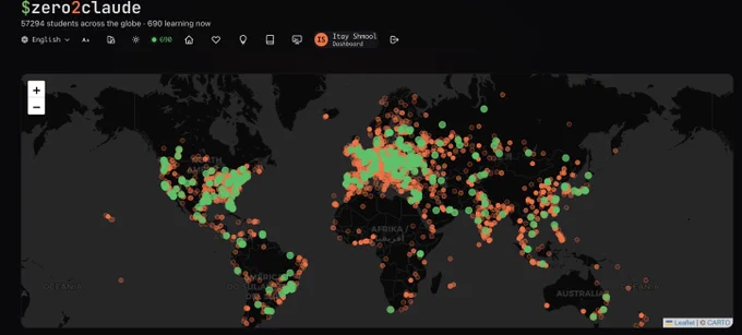 world map with the the students of zero2claude.dev