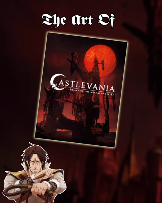 "Castlevania, The Art of the Animated Series" book, with an image of Trevor under it