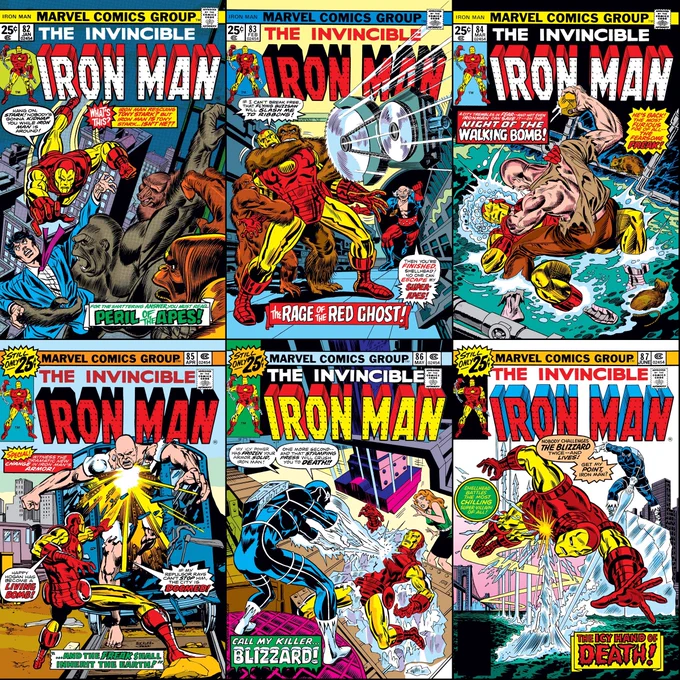 Iron Man #82-87 cover dated January-June 1976.