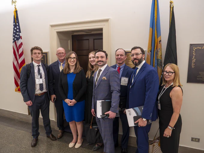 Rep. McBride poses for a photo with representatives from Royale Pigments and Brainerd Chemical outside her D.C. office.