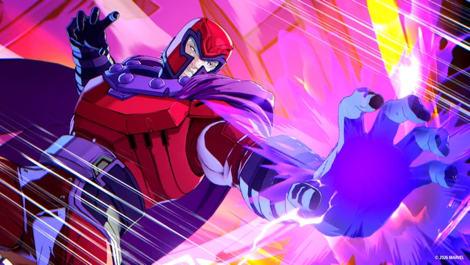 A close-up of Magneto during combat.