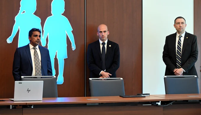 A photo at Children's Wisconsin where Dr. Narang received an FBI Director's Certificate for work on a case that resulted in the life sentencing of a Michigan man.