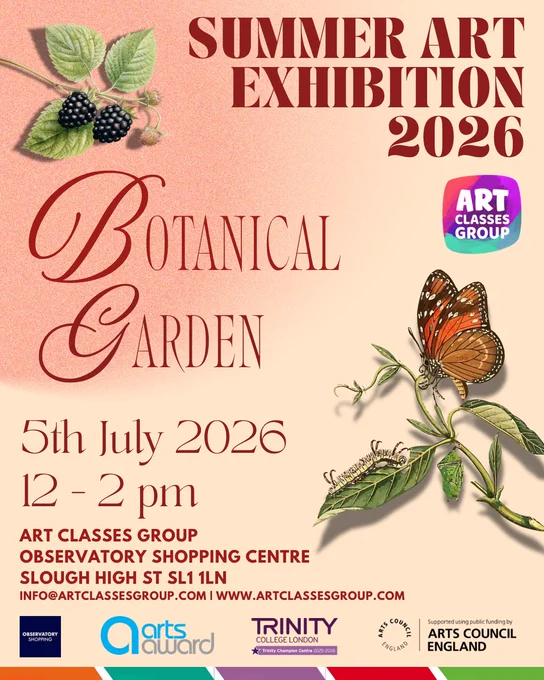 Our Summer Art Exhibition 2026 – Botanical Garden  Inspired by nature, growth and creativity, we can’t wait to showcase the amazing work of our children, young people and adult artists on 5 July 2026.

#SummerArtExhibition2026 #BotanicalGarden #ArtClassesGroup #SloughArts