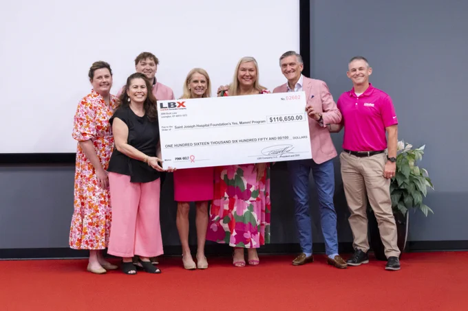 This week, we officially presented the auction proceeds from "Pink-Belt," our 145 X4 excavator, to the National Breast Cancer Foundation and CHI Saint Joseph Health Foundations Yes, Mamm! program. 

A massive shoutout to Randy Gallegos of Rasmussen Equipment for winning the auction at ConExpo and taking Pink-Belt home! Thank you to our dealer community who supported this incredible journey. 💪✨