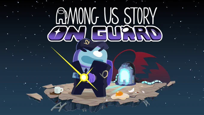 Official keyart for Innersloth's upcoming narrative adventure game "Among Us Story: On Guard"