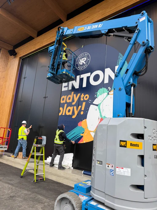 Renton Ready to Play graphic on stage