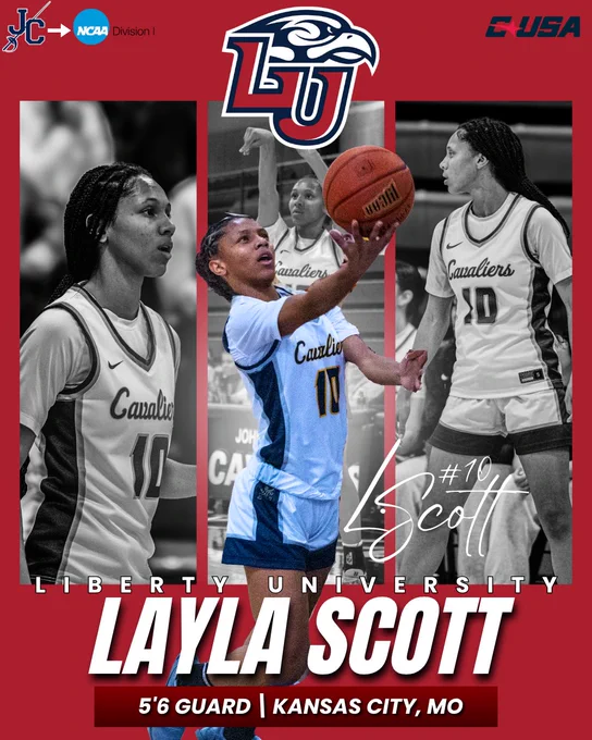 Graphic of Layla Scott signing with Liberty University