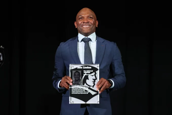 John Linehan with his Hall of Fame plaque