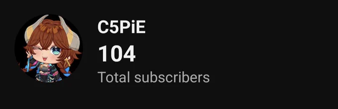 A screenshot of the Youtube followers for C5PiE at a count of 104