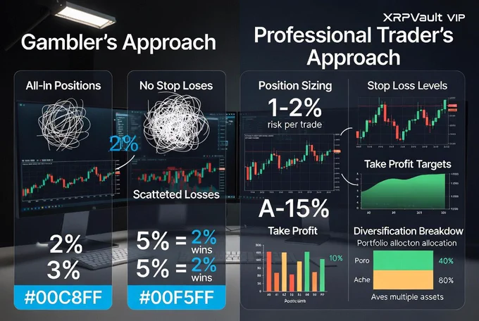 💰 Risk Management: The Difference Between Traders & Gamblers

Here's the hard truth: Most traders fail because they don't manage risk properly.

🎯 The Professional Trader's Approach:

1️⃣ Position Sizing
   • Risk only 1-2% of portfolio per trade
   • Never go all-in
   • Scale into positions

2️⃣ Stop Losses
   • Define exit point BEFORE entering
   • Emotional trading = financial losses
   • Discipline = consistent profits

3️⃣ Take Profit Targets
   • Lock in gains at predetermined levels
   • Don't hold hoping for more
   • Secure your wins

4️⃣ Diversification
   • Never 100% XRP
   • Mix your holdings
   • Spread risk

📈 The Math:
If you risk 2% and make 5% on winners, you can sustain losses and still profit long-term.

What's your current position sizing strategy? 👇

🌐: https://xrpvault.vip
🤖: t.me/xrpvaultvip_bot

#RiskManagement #TraderMindset #ProfitProtection