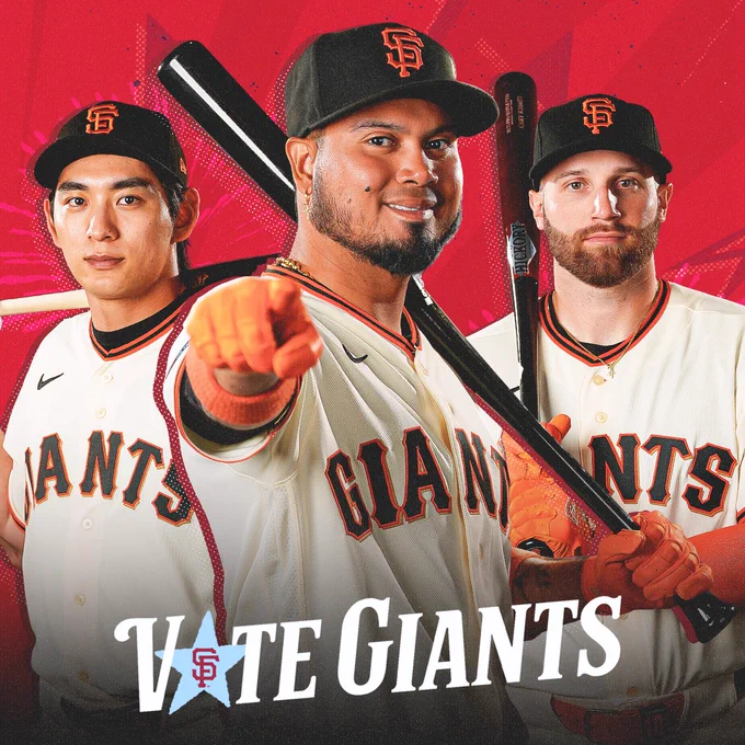 Vote Giants graphic featuring Lee, Arraez and Schmitt