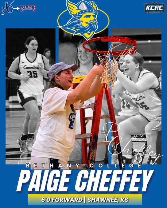 Graphic of Paige Cheffey signing with Bethany College