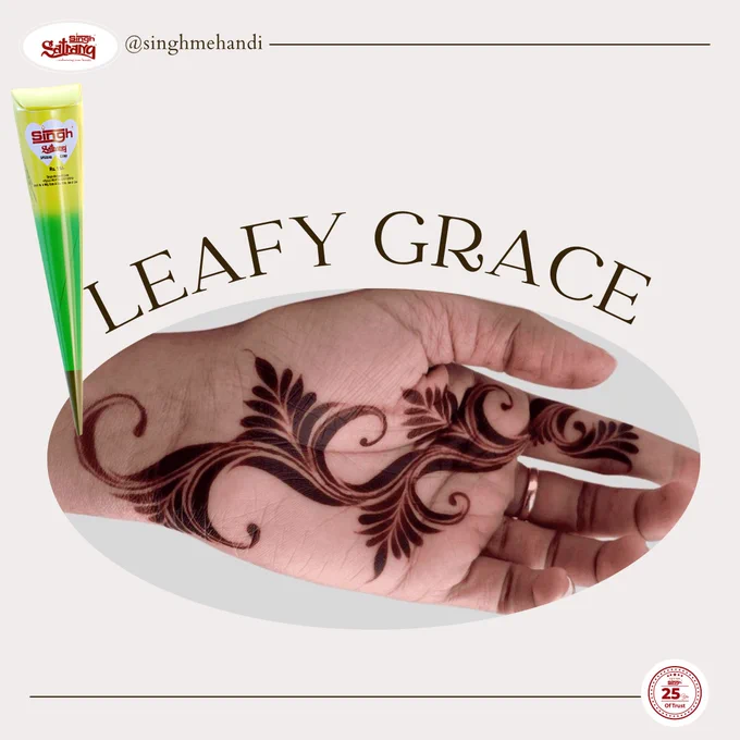 Leafy Grace 
Elegant curves, flowing leaves, and timeless charm. A minimal mehndi design that proves simplicity can be the most beautiful statement. Perfect for festive moments, casual celebrations, and everyday elegance.

#singhsatrangmehandi #bestmehandicone #singh #singhbansuri #satrang #singhdecorative #SinghMehndiCone #MehndiDesign #HennaDesign #MehndiArt  #StylishMehndi #SimpleMehndi #MinimalMehndi #ModernMehndi #ElegantMehndi #AestheticMehndi #ClassicMehndi #TrendingMehndi
#LatestMehndiDesign #EasyMehndiDesign #FrontHandMehndi
#FingerMehndi #LeafMehndi #ArtisticMehndi #HandArt #MehndiInspiration
#MehndiLovers #FestivalMehndi
#IndianMehndi #HennaLovers 