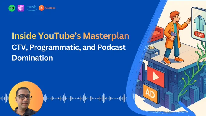 Once upon a time, YouTube was just where we watched videos. Now, it’s coming for your living room, your ad budgets, and your favorite podcasts. In this episode, we dive into YouTube’s masterplan—a bold move to dominate Connected TV, programmatic advertising, and podcasting all at once.

Imagine scrolling through your TV, seeing shoppable videos, AI-optimized ads, and even your favorite podcasts playing on the big screen. That’s not the future—it’s happening now.
We unpack how YouTube is turning CTV into the next big advertising frontier, using PMAX and AI Max to automate campaigns and track results in real time. And while Spotify built the podcast boom, YouTube is quietly taking it over with AI-powered discovery, Shorts integration, and monetization that creators can’t resist.

🎧 Step inside YouTube’s world takeover—where TV meets AI, and the future of marketing begins.