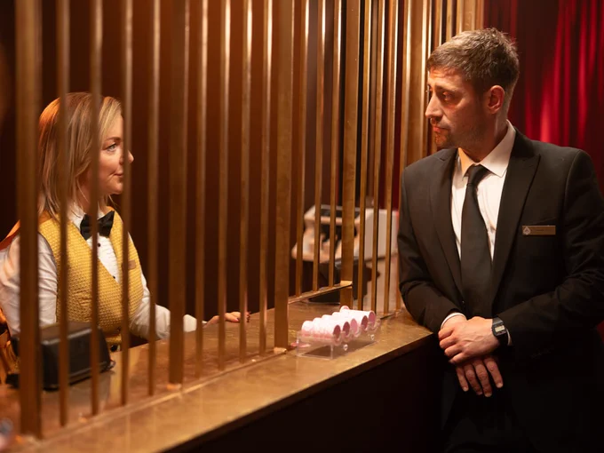 Sheridan Smith and Michael Socha are casino workers stealing from their employers in the gripping BBC1 Liverpudlian crime drama The Cage.