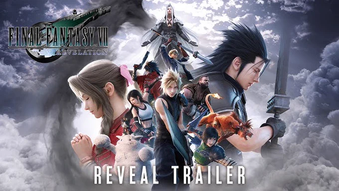 A promo image for Final Fantasy VII: Revelation, showing the main characters.