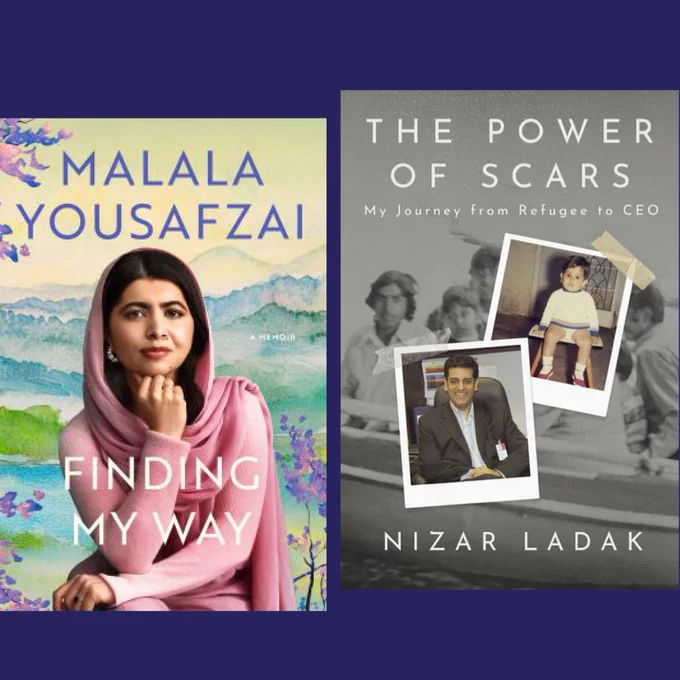 1. Book cover Finding My Way (Malala Yousafzai) and book cover of 
The Power of Scars (Nizar Ladak) 