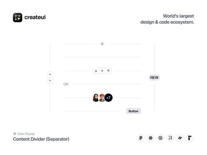 Content divider (Separator) design alternatives by Create UI Design System.
