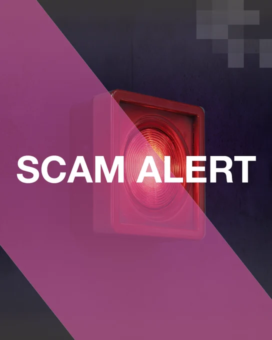 Red warning light glowing with bold text reading 'SCAM ALERT' on a dark background.