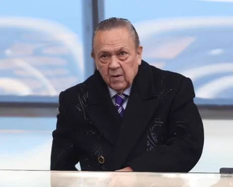 former West ham chairman David Sullivan in a coat looking like a mug