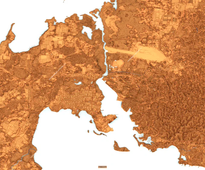 Resized shaded map of Pointe-à-Pitre, Guadeloupe, France.