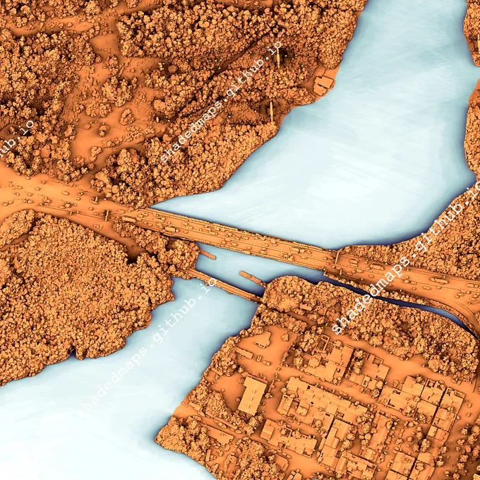 A fragment from the shaded map of Pointe-à-Pitre, Guadeloupe, France.