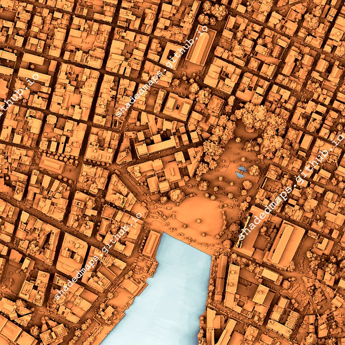 A fragment from the shaded map of Pointe-à-Pitre, Guadeloupe, France.