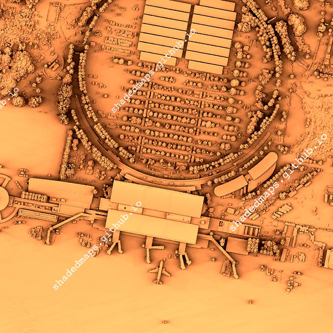 A fragment from the shaded map of Pointe-à-Pitre, Guadeloupe, France.
