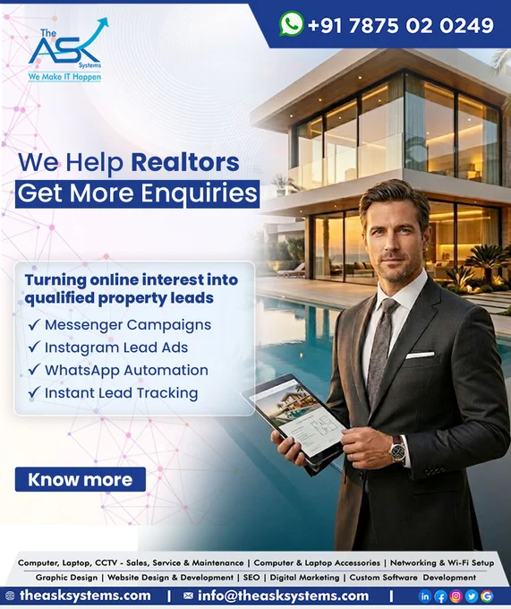 𝗦𝘁𝗿𝗮𝘁𝗲𝗴𝗶𝗰 𝗱𝗶𝗴𝗶𝘁𝗮𝗹 𝗰𝗮𝗺𝗽𝗮𝗶𝗴𝗻𝘀 𝗱𝗲𝘀𝗶𝗴𝗻𝗲𝗱 𝘁𝗼 𝗰𝗼𝗻𝘃𝗲𝗿𝘁 𝗽𝗿𝗼𝗽𝗲𝗿𝘁𝘆 𝘃𝗶𝗲𝘄𝘀 𝗶𝗻𝘁𝗼 𝗴𝗲𝗻𝘂𝗶𝗻𝗲 𝗯𝘂𝘆𝗲𝗿 𝗲𝗻𝗾𝘂𝗶𝗿𝗶𝗲𝘀

Getting attention on listings is important, but generating serious enquiries is what truly drives results in real estate.

Through targeted Instagram Lead Ads, Messenger campaigns and automated WhatsApp responses, every enquiry is captured instantly and followed up without delay, ensuring prospects receive quick responses and proper engagement.

With organised lead tracking and structured follow-up systems, you gain better visibility on performance while attracting buyers who are genuinely interested in your properties.

In real estate, the right response at the right time often determines whether an enquiry turns into a successful closing.

WhatsApp to know more:
https://wa.me/message/TFPSLDEGE6MWE1

#RealEstateMarketing #PropertyLeads #DigitalMarketing #LeadGeneration #RealtorGrowth #SocialMediaAds #WhatsAppMarket