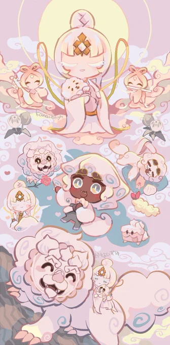 CookieRun:kingdom fan art,
Mystic Flour Cookie,
Cloud Haetae Cookie.