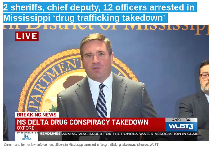 https://www.kwch.com/2025/10/30/2-sheriffs-12-officers-arrested-mississippi-drug-trafficking-takedown/
