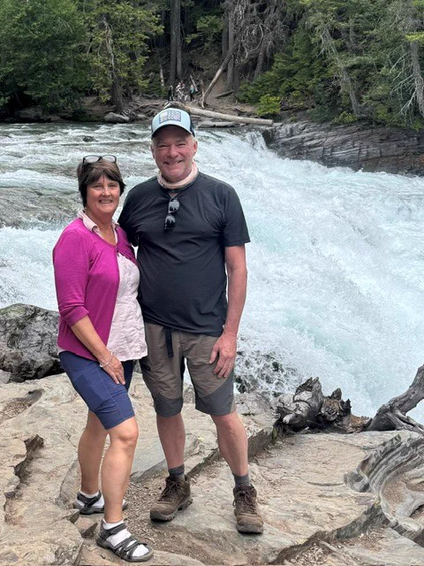 Senator Kaine and Anne Holton on a hiking trail