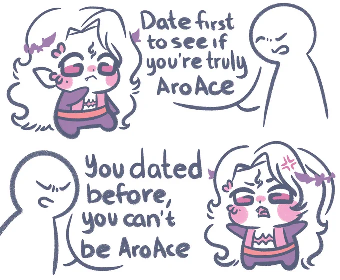 REMINDER that AroAce people can still date, we have a wide spectrum. Some AroAces have a chance of falling in love, but for me, I am on the other end of the spectrum where romance is impossible. 