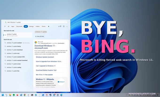 Bing serch in Windows 11