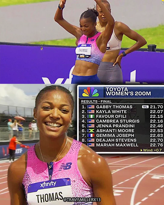 🇺🇸Gabby Thomas is BACK and makes a 21.70 200m 🌎world lead look EASY! 😮‍💨
