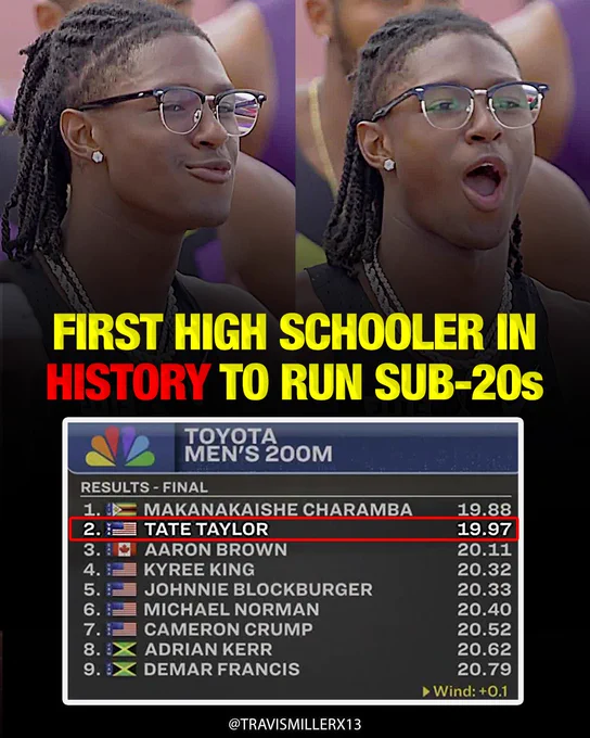 🚨TATE TAYLOR IS THE FIRST HIGH SCHOOLER IN HISTORY TO RUN A SUB-20s 200M IN 19.97 🔥