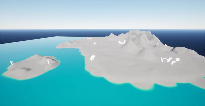 Image of a prototype world layout in Unreal Engine 5