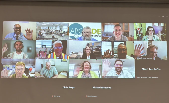 Zoom screen with Transit Advisory Board participants on the screen.