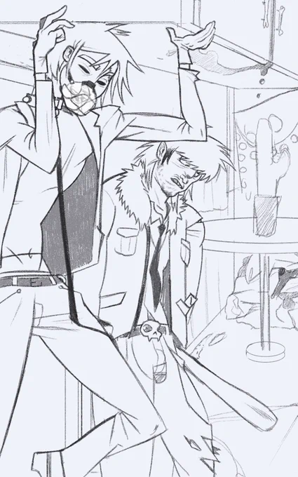 Drawn in September 2025 for.....Mudzy and Tinny (again) for...the 'Slasher' AU....again....