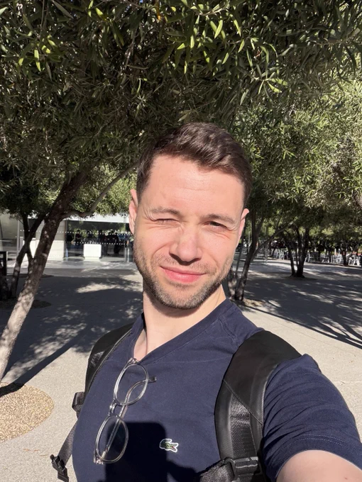 Selfie of Aled outside the Developer Center.