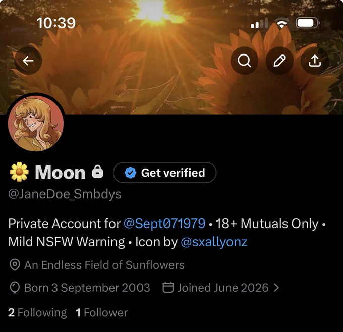 Screenshot of my private account.
